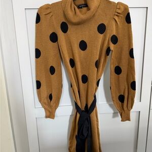 Who What Wear Brown Polka Dot Turtleneck Sweater